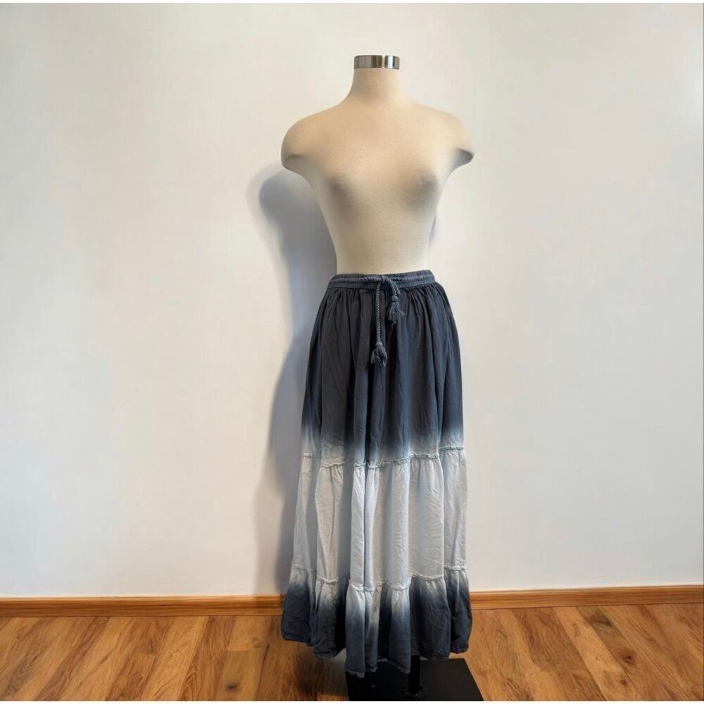 Vintage Cute Options Peasant Prairie Skirt Boho Tie Dye Blue Grey White M